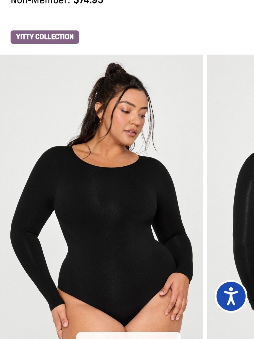 YITTY Nearly Naked Shaping Long Sleeve Bodysuit Black 3X/4X NWT